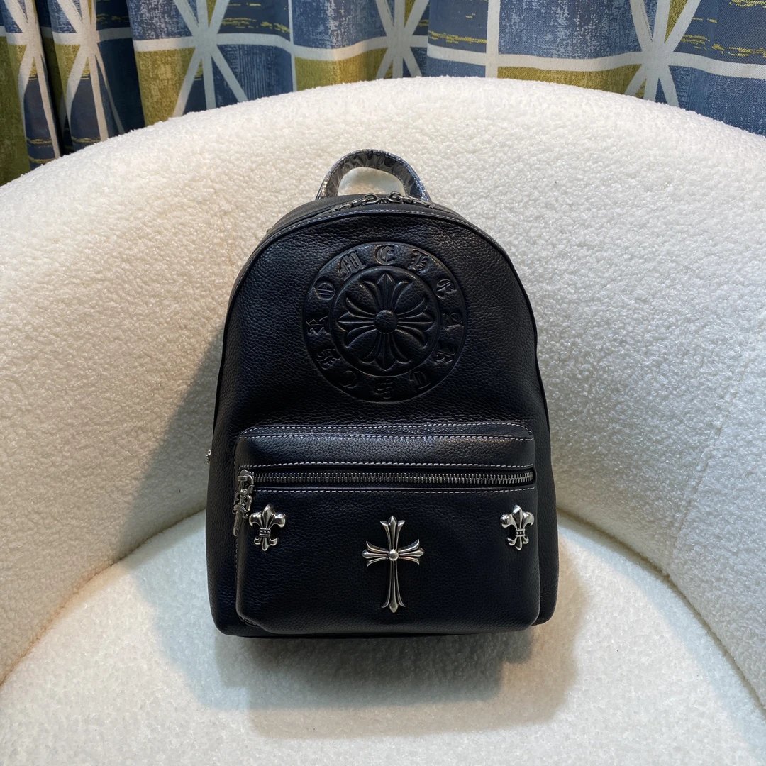 Cross Pattern Black Backpack