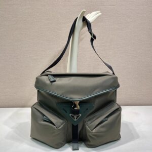 PRADA Tri-Stripe Gray Shoulder Bag