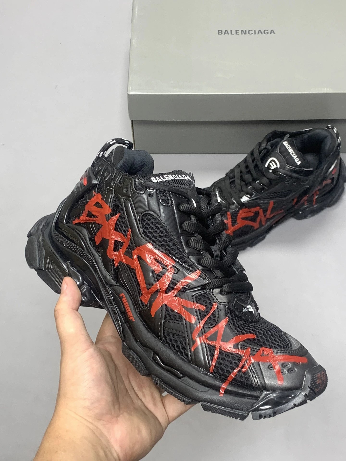 Balenciaga Track Graffiti Black-Red Sneakers
