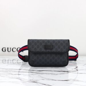 GUCCI Classic Double G Dark Gray Waist Bag