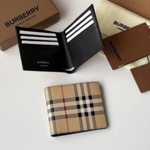 BURBERRY Check Pattern Beige Wallet