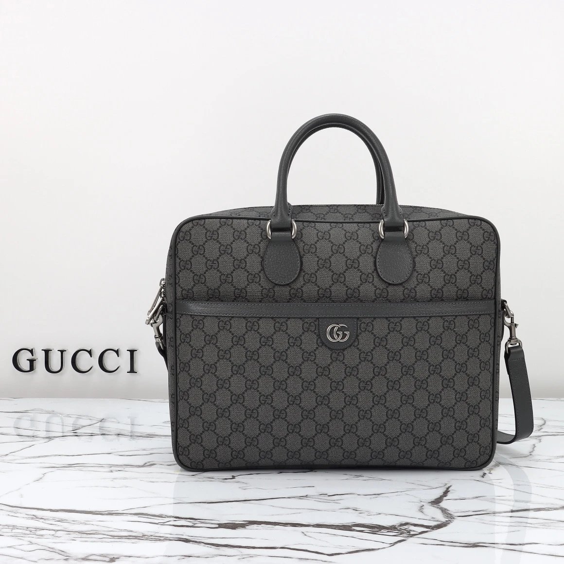 GUCCI Classic Business Dark Gray Briefcase